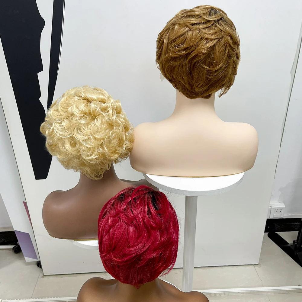 Wholesale Pixie Cut Wig Short Curly Bob Lace Wigs,Curly Short Bob Lace Wigs,Cheap Curly Human Hair Wig Vendors