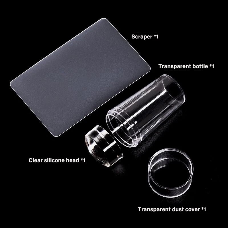 wholesale Nail art silicone seal printing transfer seal white edge style with scraper lid set tool stamping nail french