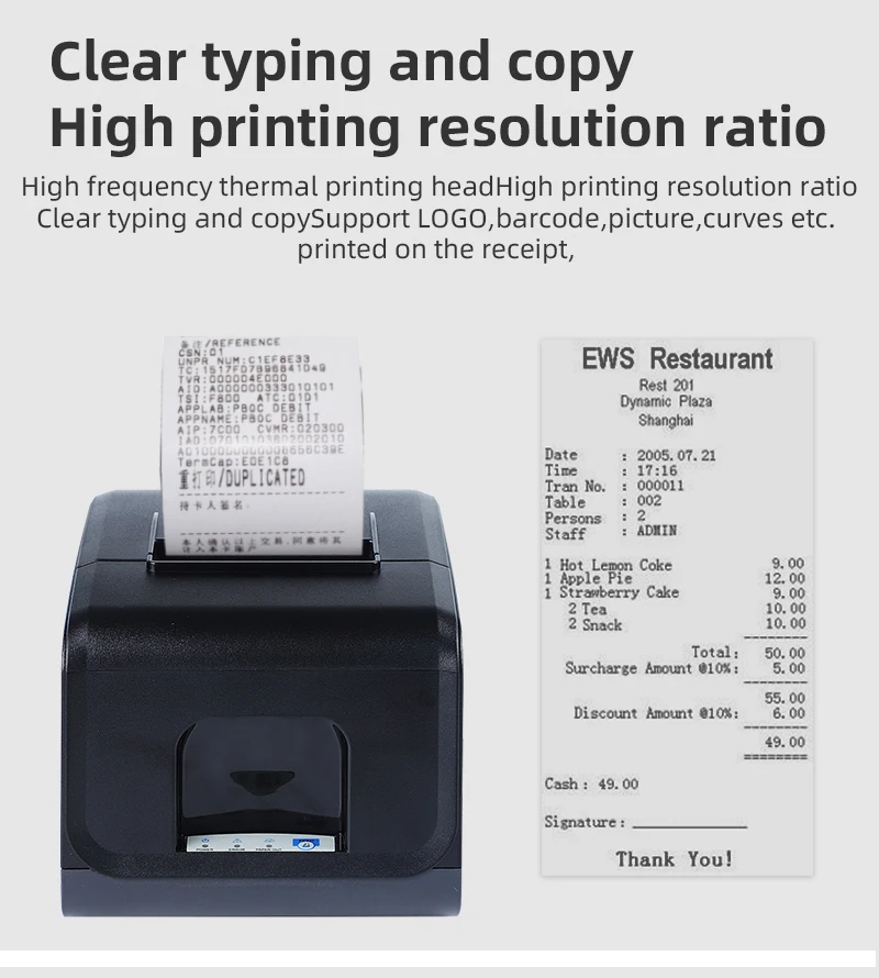 80 mm POS Thermal Receipt Printer with USB+Serial+LAN for Medical Machine