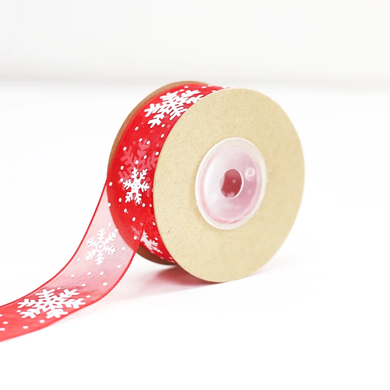 JAYWOOD Red Organza Christmas Handmade Ribbon Christmas Decoration Ribbon