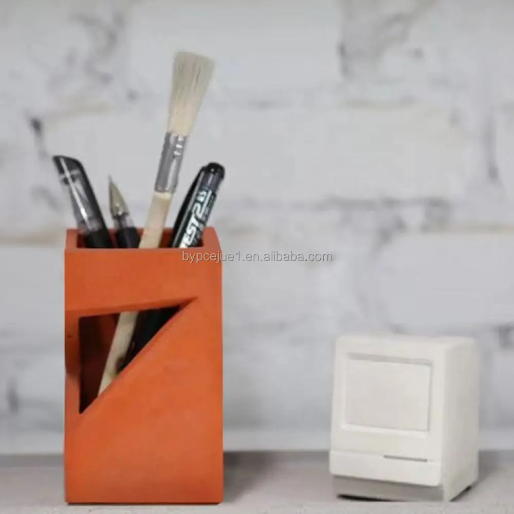 Square Creative Concrete Pen Holder Office Study Bedroom Design Sense Pen Holder Manufacturer Custom Wholesale