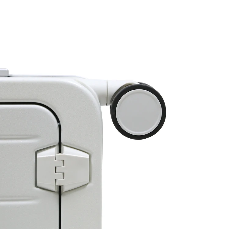 Unisex aluminum  trolley Business PC Spinner Luggage Fashionable USB Charge Suitcase Wide Trolley Cup Holder Front Opening Cover