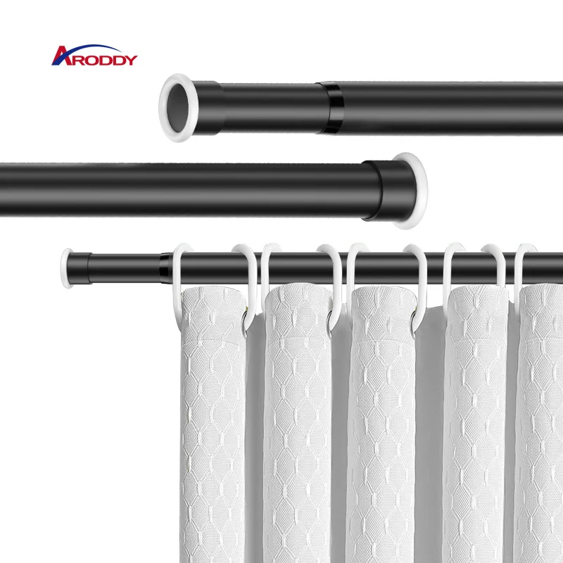 ARODDY Metal Coating Nordic 1.1-1.6m Tension Shower Curtain Rod Without Drilling Adjustable Rod Curtain