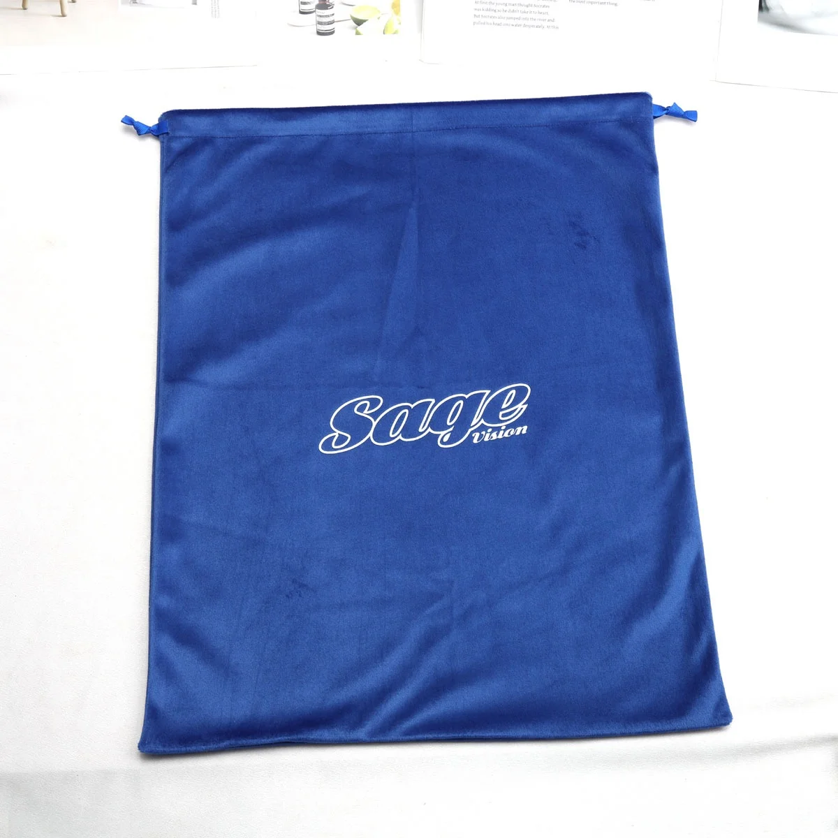 Custom Logo Printing Velvet Drawstring Shoe Clothes Shopping Bag Super Soft Flannel Wedding Gift Packing Dust Velvet Pouch Bag