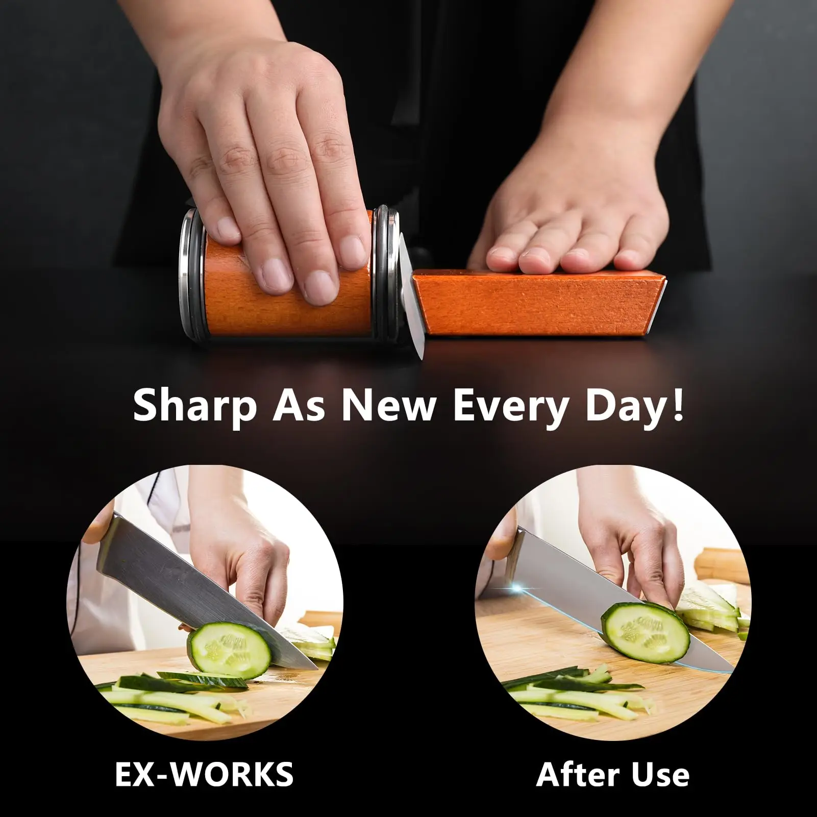2024 magnetic whetstone professional kitchen detachable sharpen wooden rolling knife sharpener kit silicon