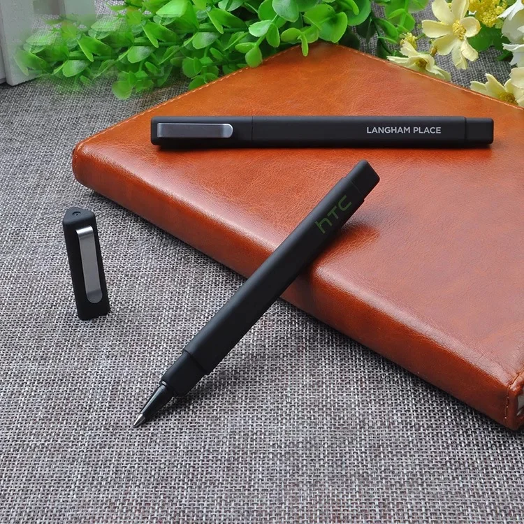 Wholesale High Quality  Custom Promotional Square Soft Touch Rubber coated  Gel Pen  with custom Logo Plastic  Black gel ink pen