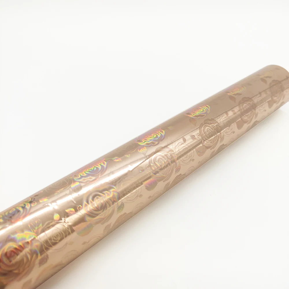 Free sample Rose pattern hot stamping foil Full transfer Laser film for leather and fabric