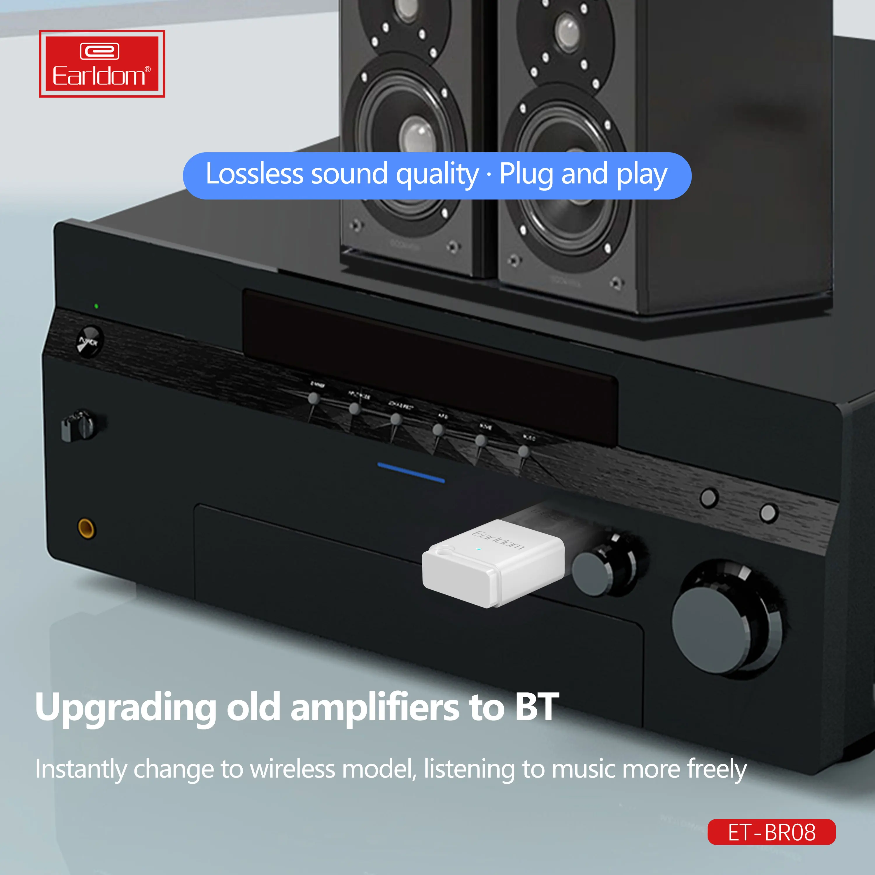 EARLDOM USB Blue-tooth 5.2Adapter Receiver Transmitter for PC Wireless Transfer for BT Speakers Mouse