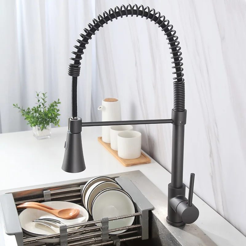 2021 kitchen faucet black stainless steel 304 water tap modern kitchen taps brass pull out kichen kitchen mixer sink faucets