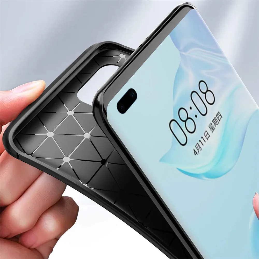 Laudetc Carbon Fiber Brushed TPU Silicone Soft Case for huawei p40 p40 lite p30 p30 pro mate 30 for huawei model