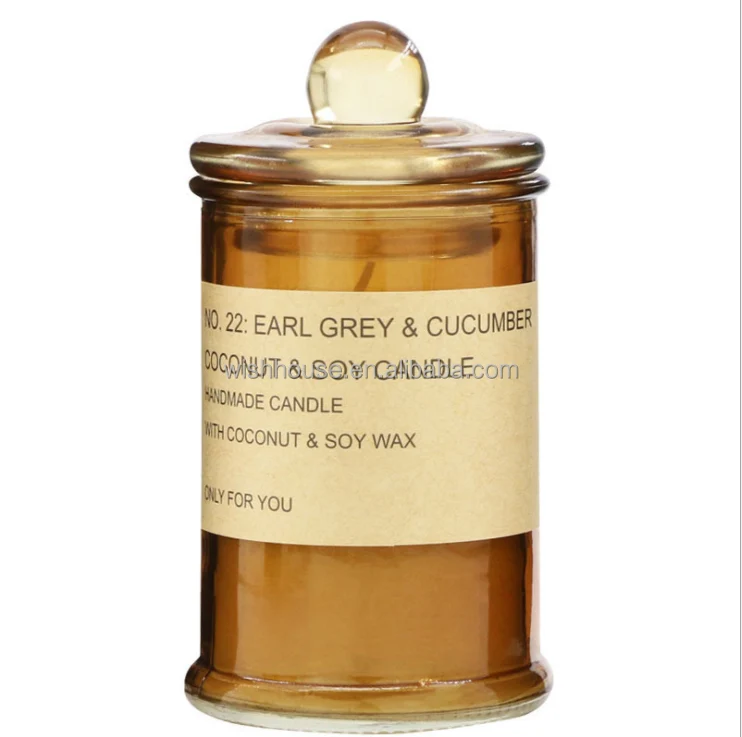 Wholesale 2021 new brown clear empty glass jar with wood metal lid for making candles