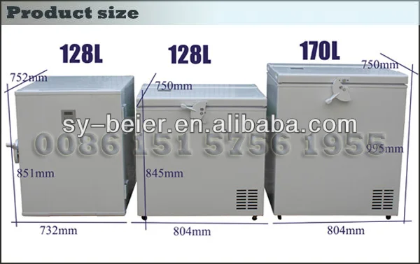 High efficient 128L Beier DC freezer 12v 24v DC fridge freezer