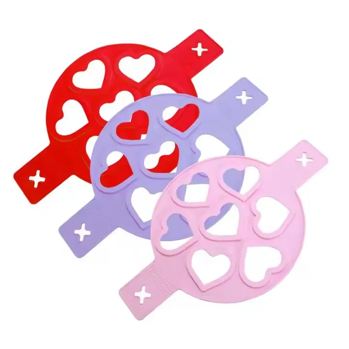 Food Grade Silicone Omelet and Pancake Mold Heart-Shaped Star Seven-Hole Design Porous Baking Tool for Omelets and Pancakes
