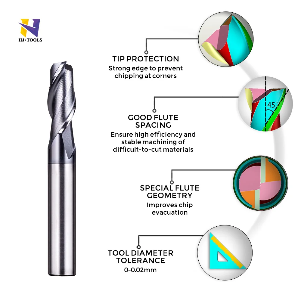 Ordianry Steel Flat carbide end mill carbide cutting tools 2 Flutes solid carbide endmills