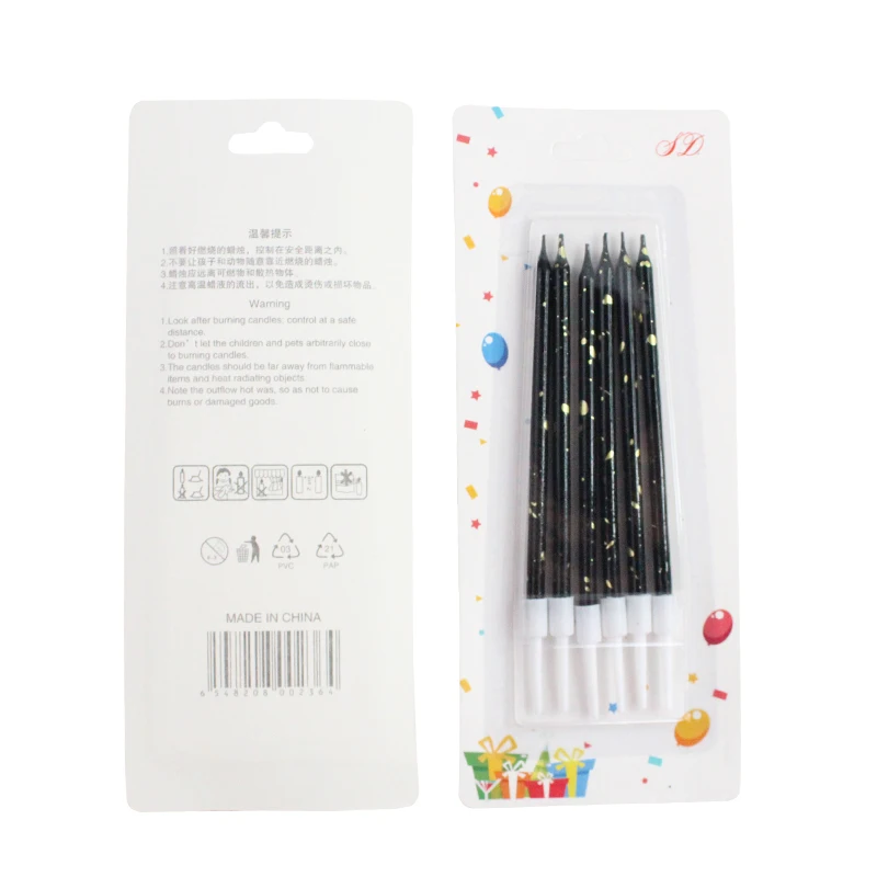 Wholesale cheap black gold platinum birthday long candles