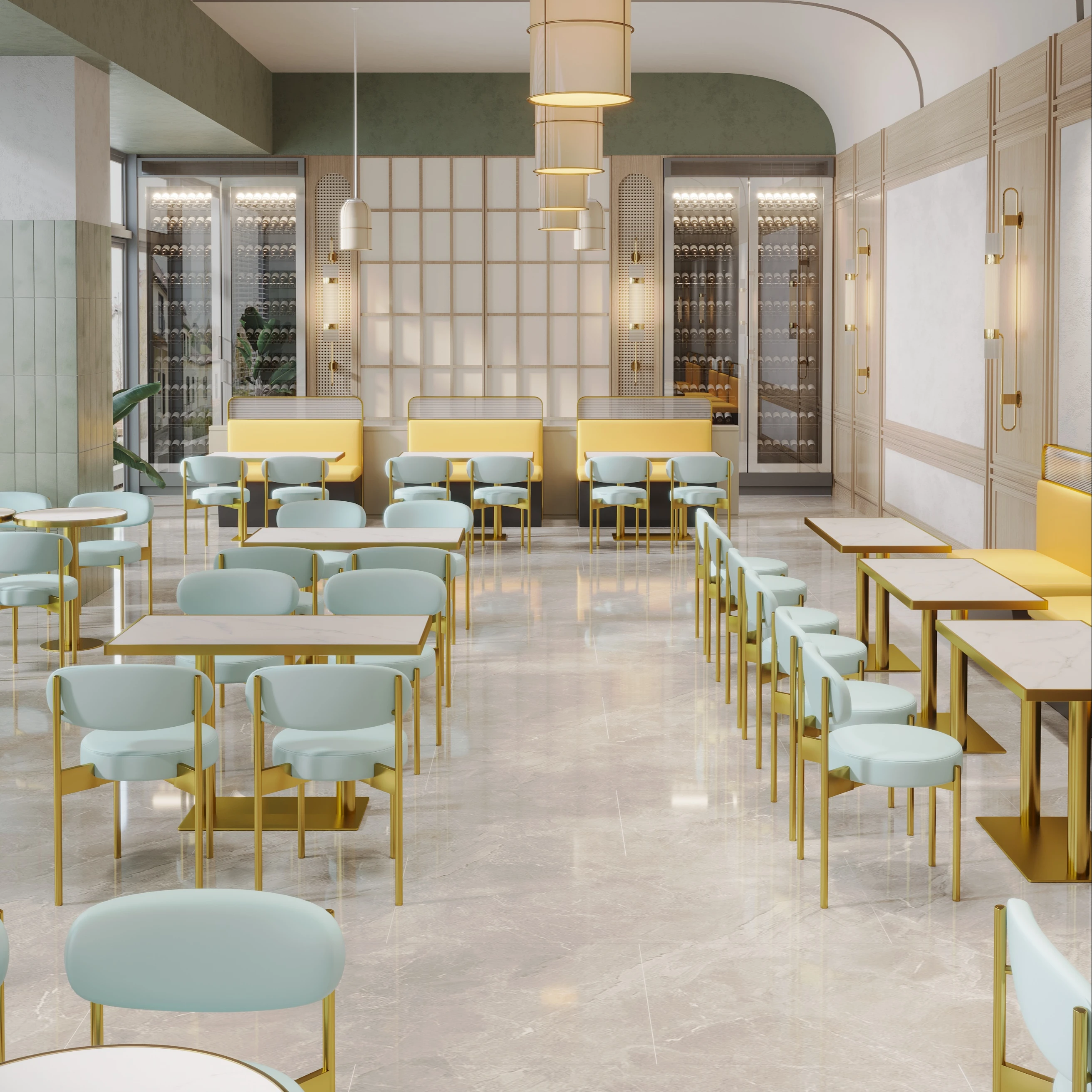 Commercial Hotel Restaurant Furniture Sets Bench Seating Nordic Modern Tables and Chairs Set for Cafes and Restaurants