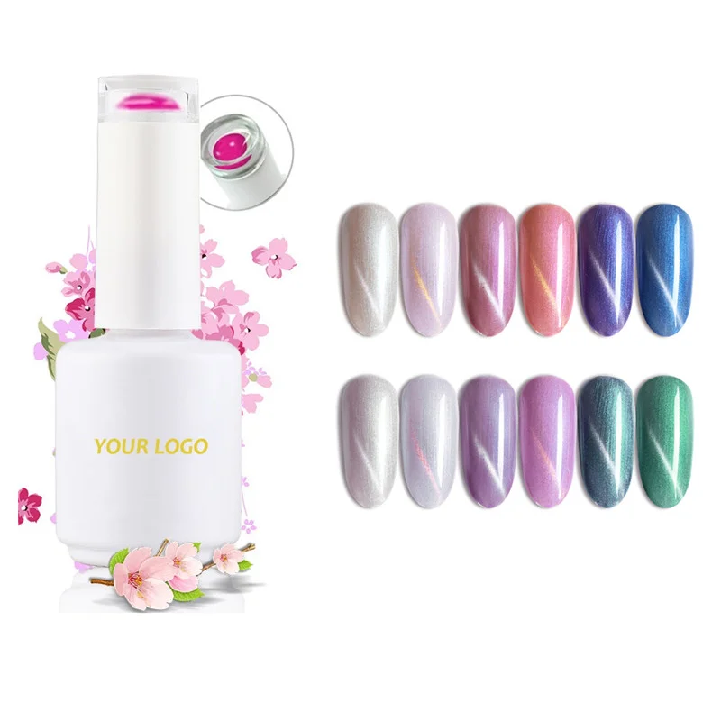 
Super quality halal good flow flat acrylic set nail uv led 6 colors 10ml cat eye effect gel polish 