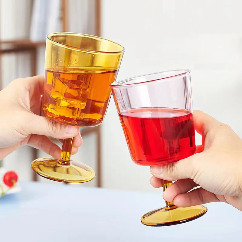 vintage lead-free red wine glasses colored wedding goblet blue pink green glass goblets