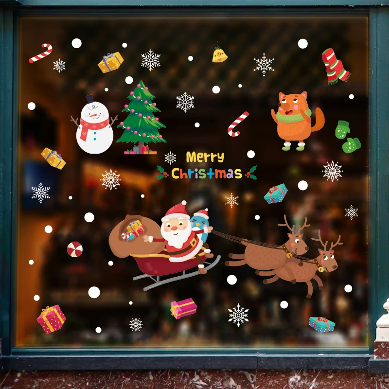 
HM92034ds Christmas Decoration Wall Window Glass Stickers, Santa Window Sticker 