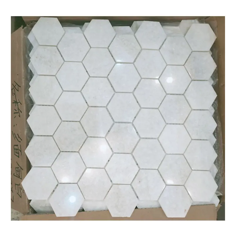 Customized marble mosaic tile parquet waterjet marble stone mosaic thossos white with grey green bath tiles wall cladding floor