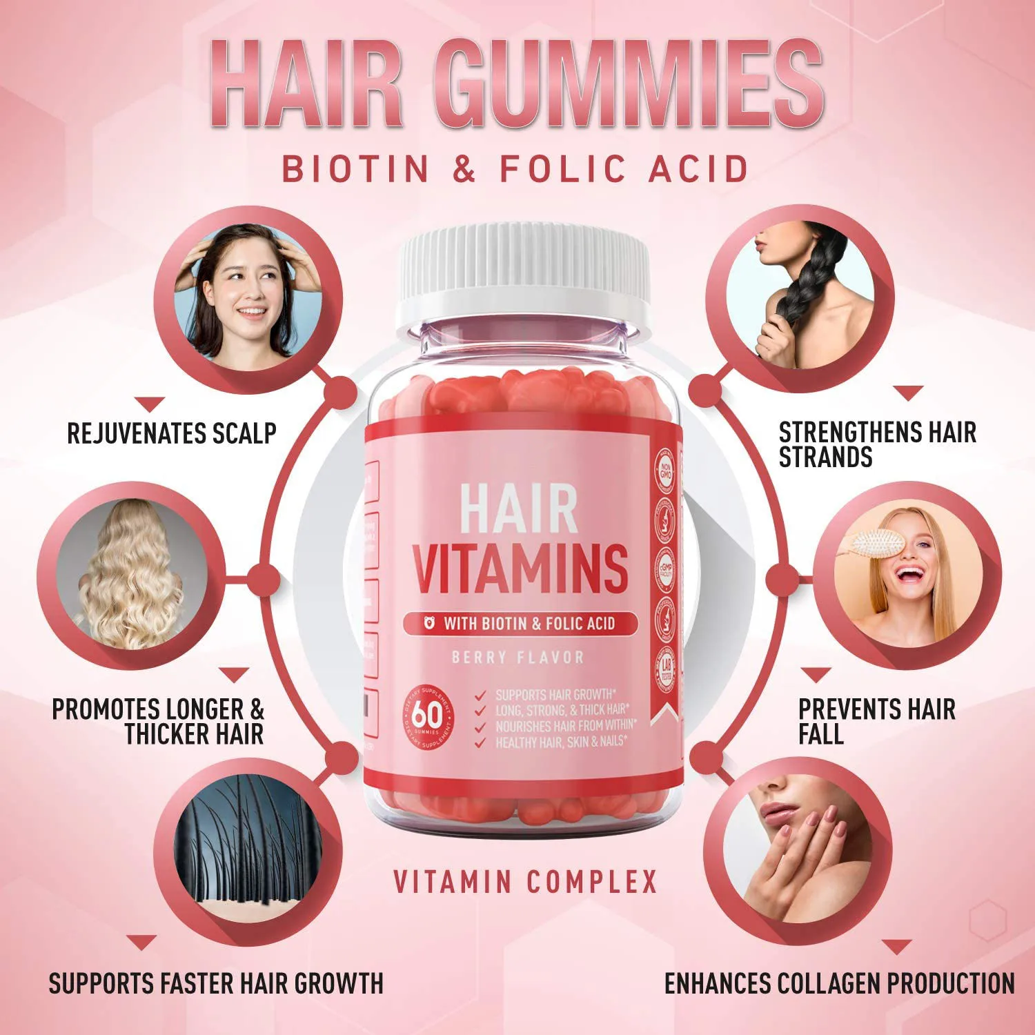 HAIR VITAMINS WITH BIOTIN  FOLIC ACID