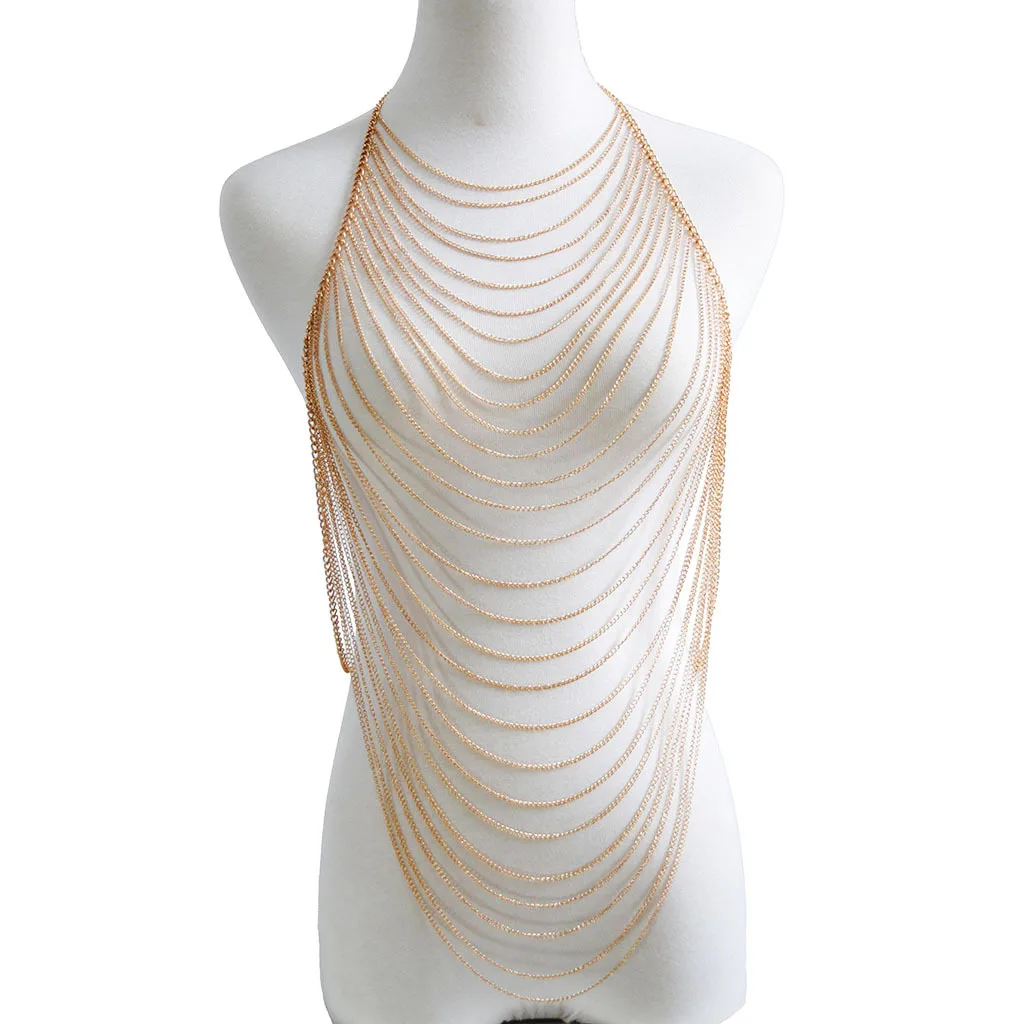 Gomi Jewelry Women Summer Beach Bikini  Multi-Layered Tassel Body Chain Jewelry For Women