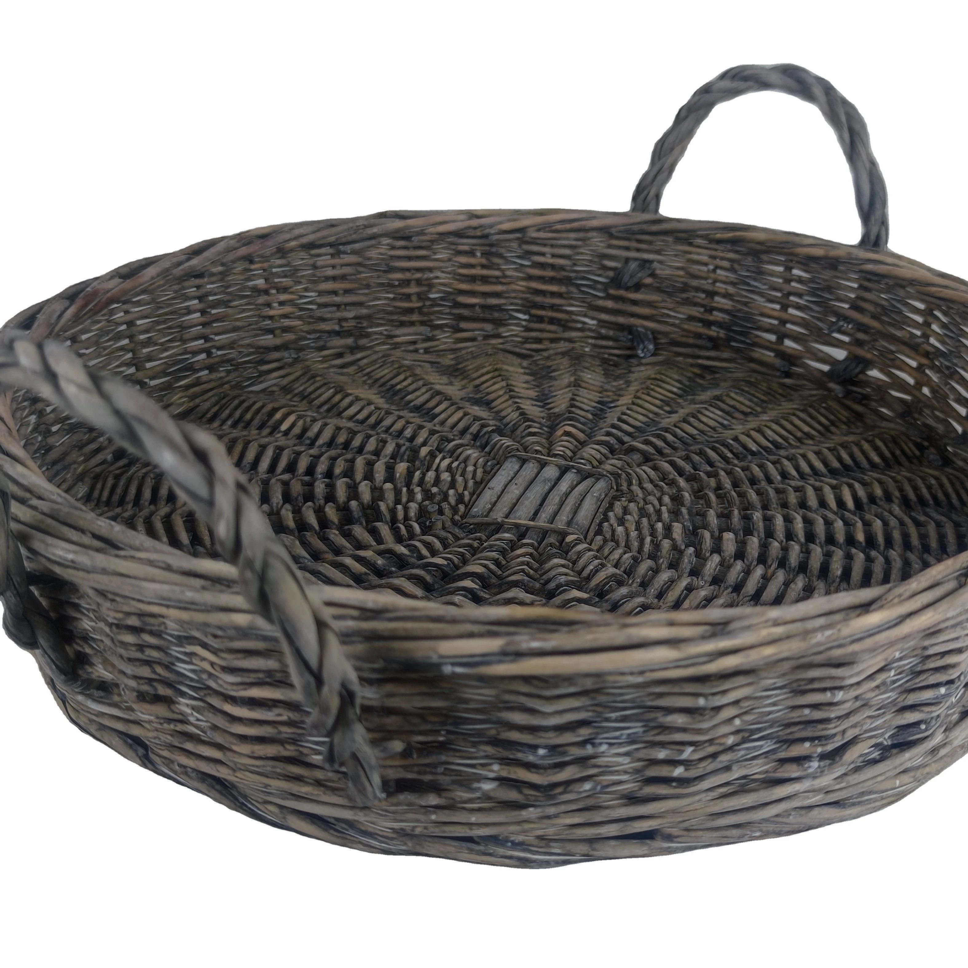 Handmade Wicker Rattan Fruit Basket Round Food Baking Bread Tray display snack basket fruit plate