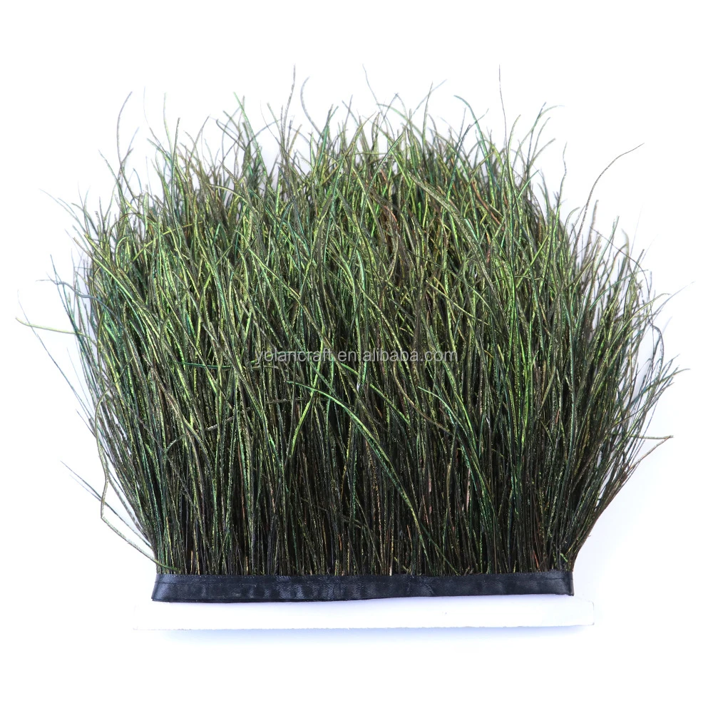 Supply selected quality natural peacock flue fringes for carnival wedding headdress party
