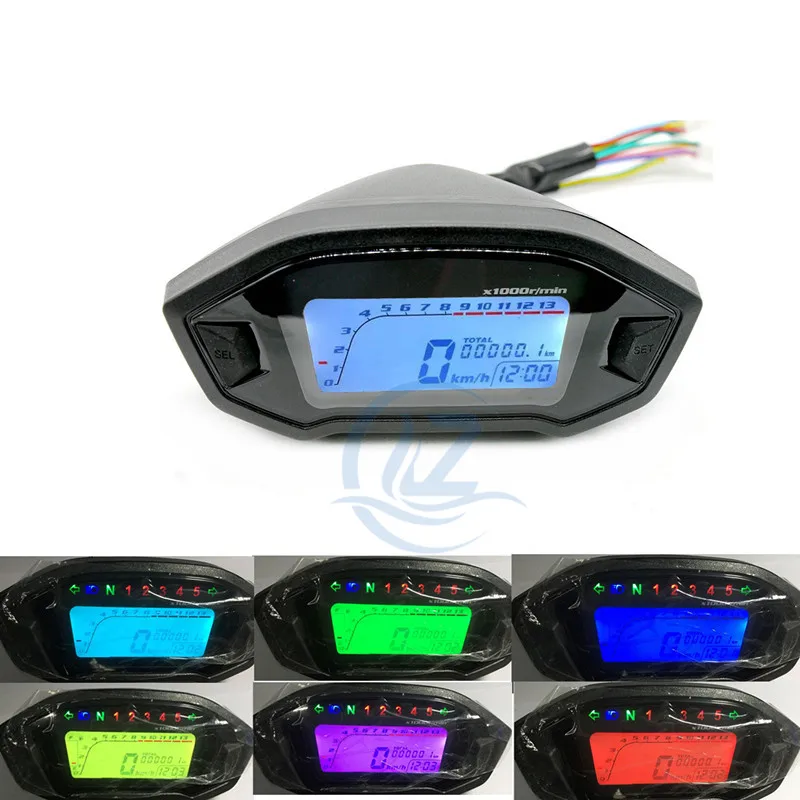 Universal Motorcycle Speedometer Tachometer Oil Lever Gauge LCD Display Digital Speedometer