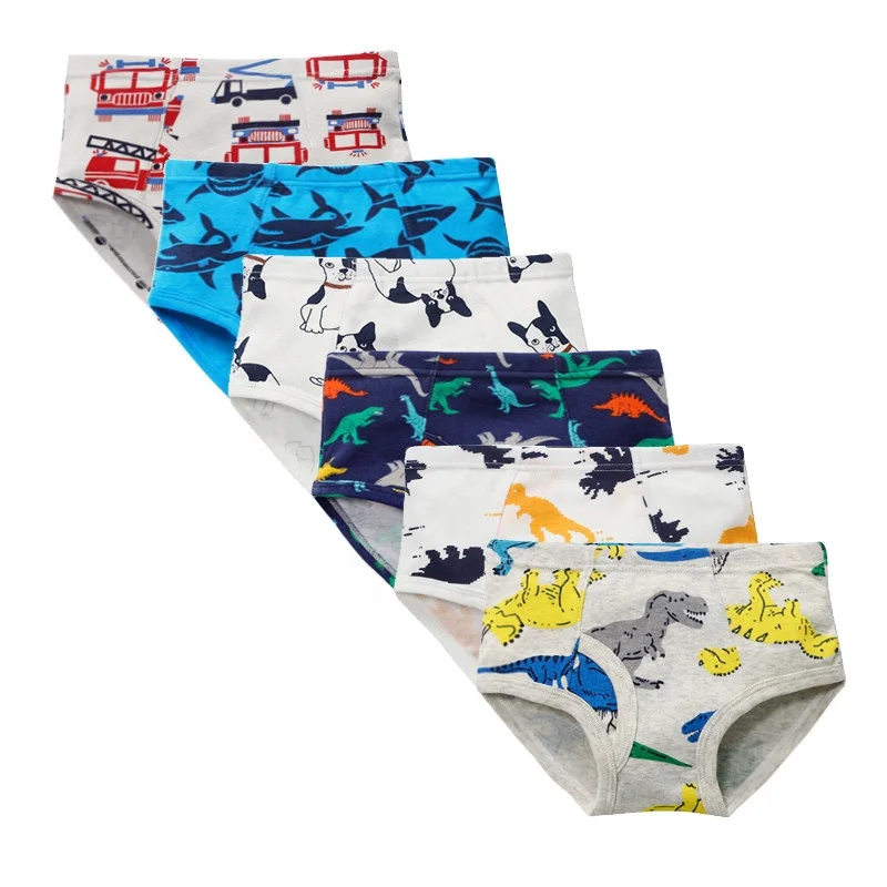 
Custom Cotton Breathable Print Knitted Cartoon Character Kids Boys Briefs Underwear 