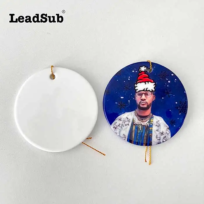 Hot sale christmas tree decoration pendant sublimation blank ceramic ornament white ornament manufacture