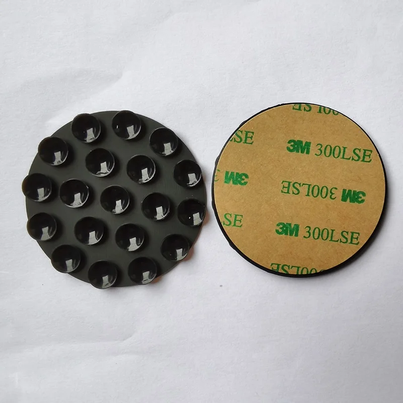 Round powerful single sided suction Silicone suction cup Vacuum Glass Suction cup Mat with back adhesive