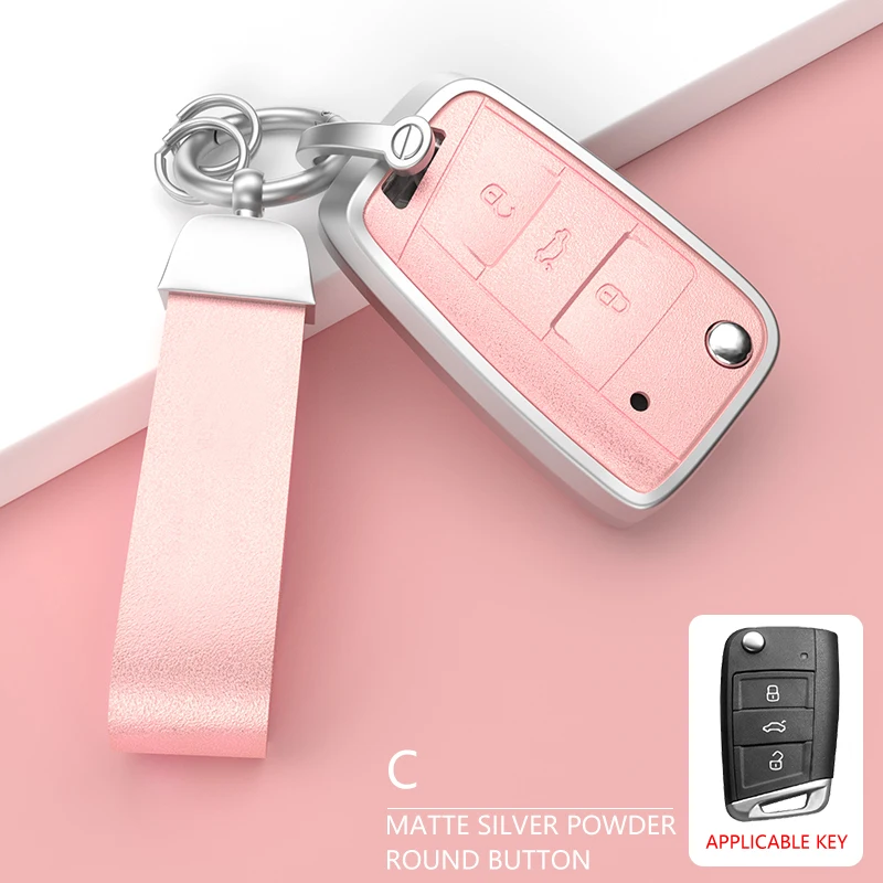 Source manufacturers Aluminum alloy Car Keys Bag Cover Keychain Car Key Case For VW Volkswagen Skoda Car Key Accessories