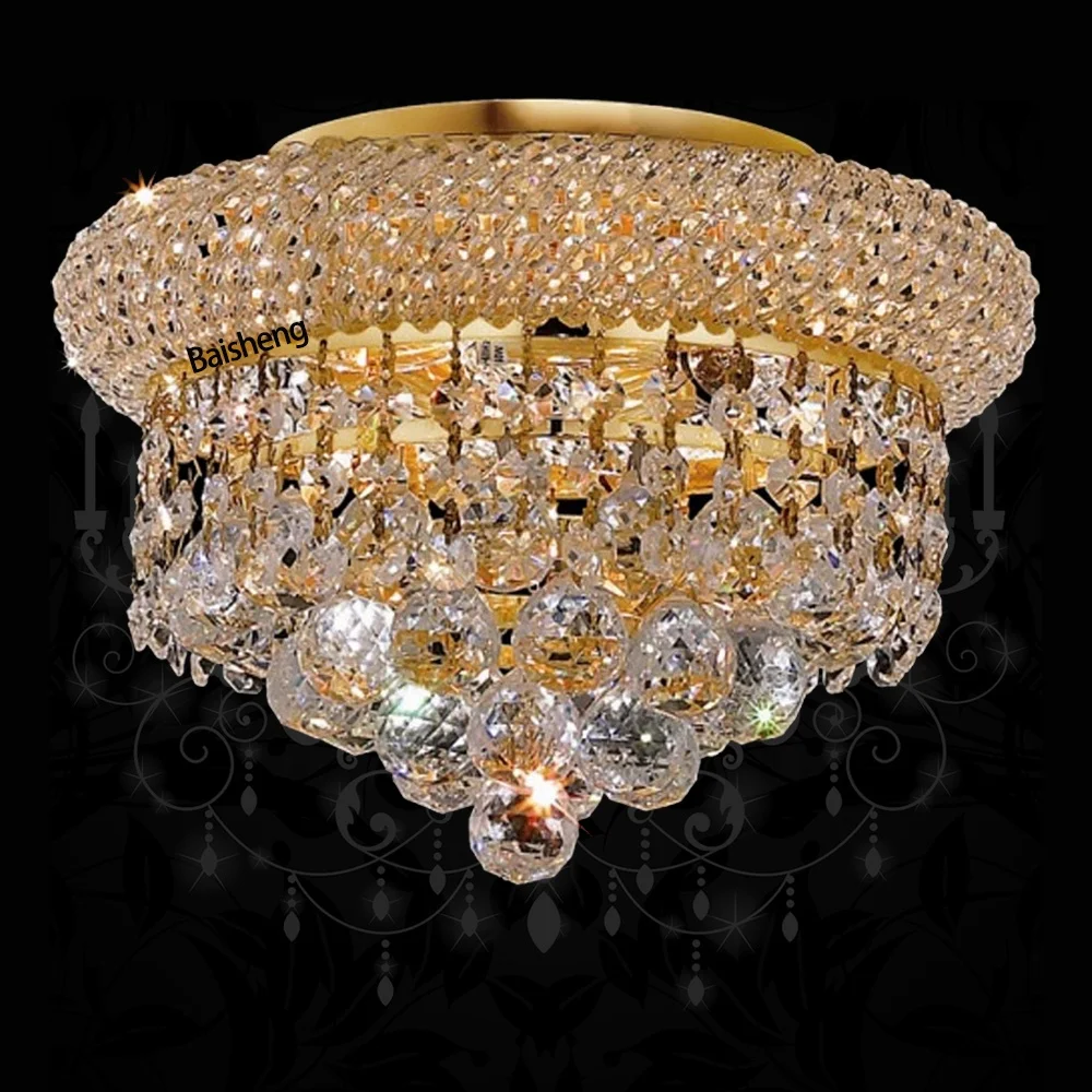 
50cm wide flush mount mounted ceiling lamp luxurious crystal lighting gold silver chrome light for home decoration wholesales 