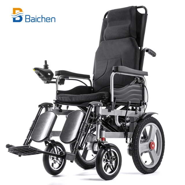 Malaysia Hot Sale New Cheap Foldable Portable Remote Control Wheel Chair High-Back Reclining Electric Wheelchair For Adults