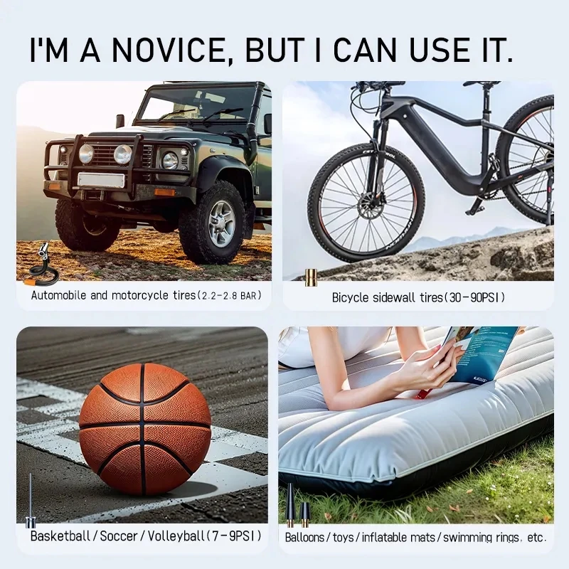 QS002 Wireless and wired dual-use Black 150PSI Car Air Pump Portable  Air Compressor Rechargeable Battery Electric Tire Pump