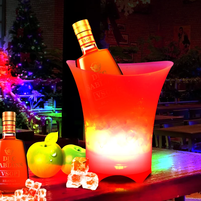 Foldable 5L LED Light Ice Bucket 7 Color Changing Ice Bucket Clear Acrylic Champagne Beer Wine Cooler Bucket for Party