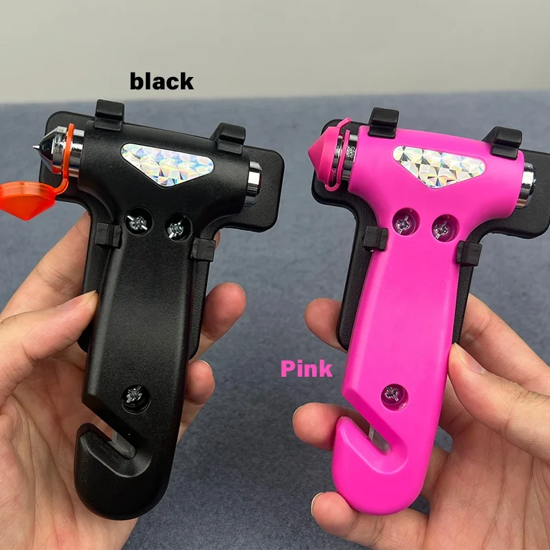 Tungsten Steel Head  Emergency Tool Safety Hammer with Seat Belt Cutter Window Glass Breaker with Bracket Escape Tool