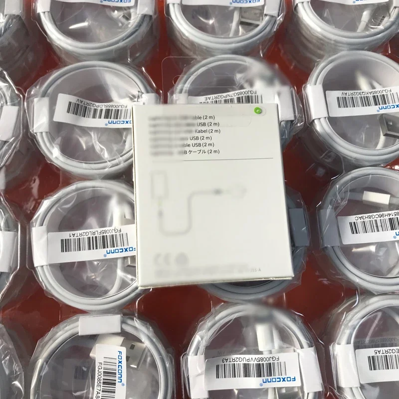 100% Original For Foxconn 1m 3ft 2m E75 Chip 8ic 8pin USB Data Sync Charger Cable For iPhone XS X 7plus 6s With Retail Box