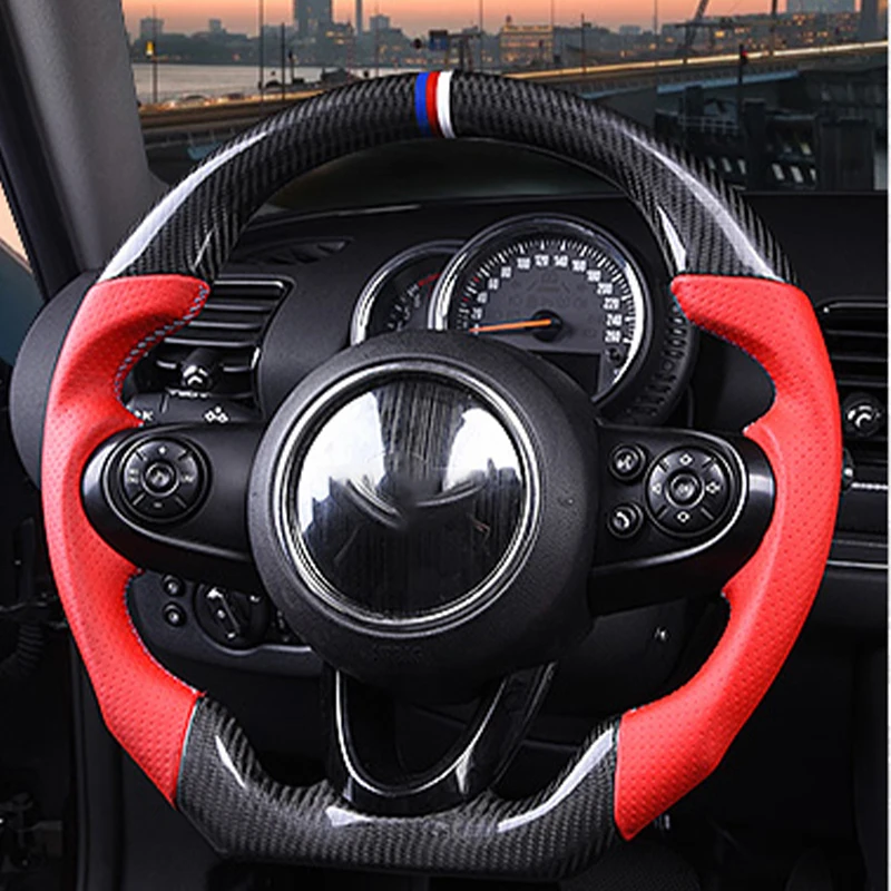 tantan  Real Carbon Fiber Steering Wheel Cover For F series Black and Red Color Available Factory Wholesale Interior Accessories