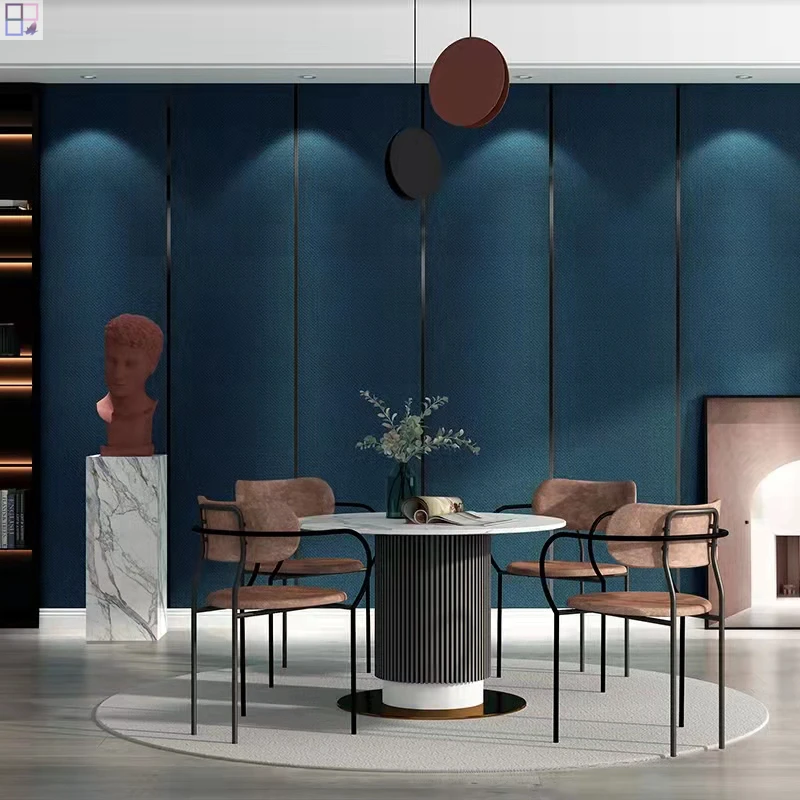 Sound insulation thickness fabric PVC wall panel self adhesive wall sticker paper rolls wallpapers for living room luxury