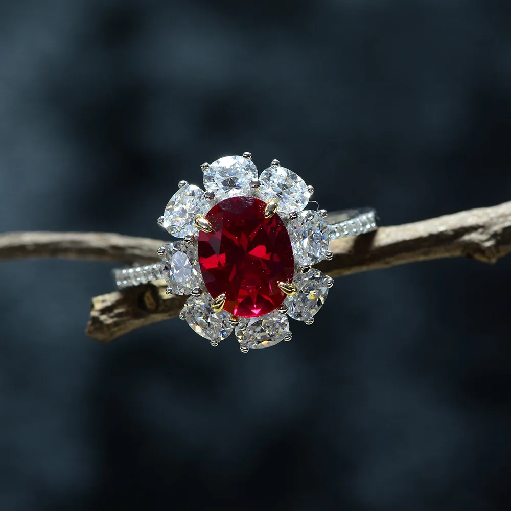 Drop Shipping 925 silver sterling jewelry custom pave ring ruby diamond ring