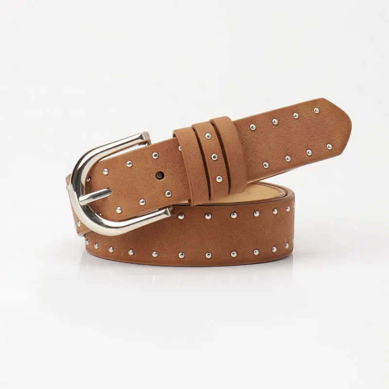 Female Casual Needle Buckle Wide Belts Soft Suede PU Waist Belt for Ladies Dress Jeans Simple Western Studs Women Belt