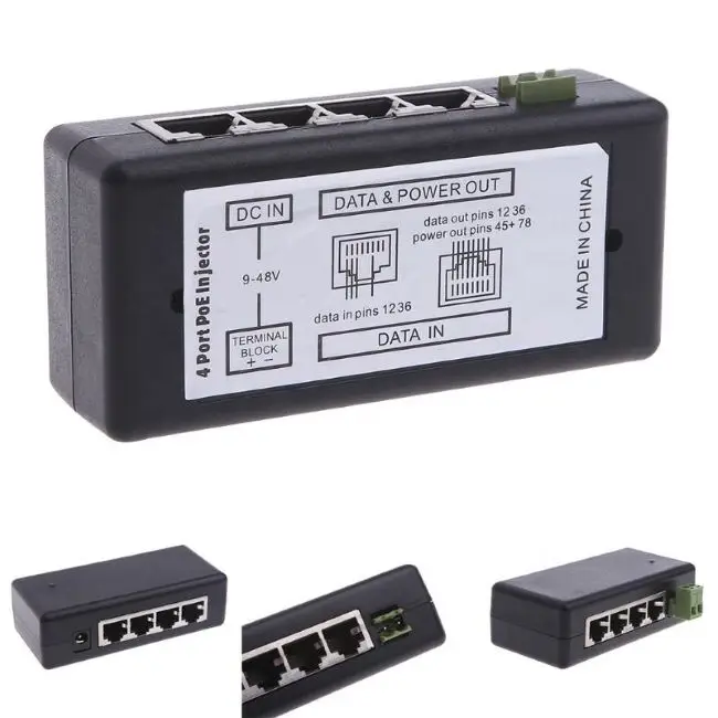4 Port Gigabit PoE Injector max 1.25A per port passive poe patch panel injector