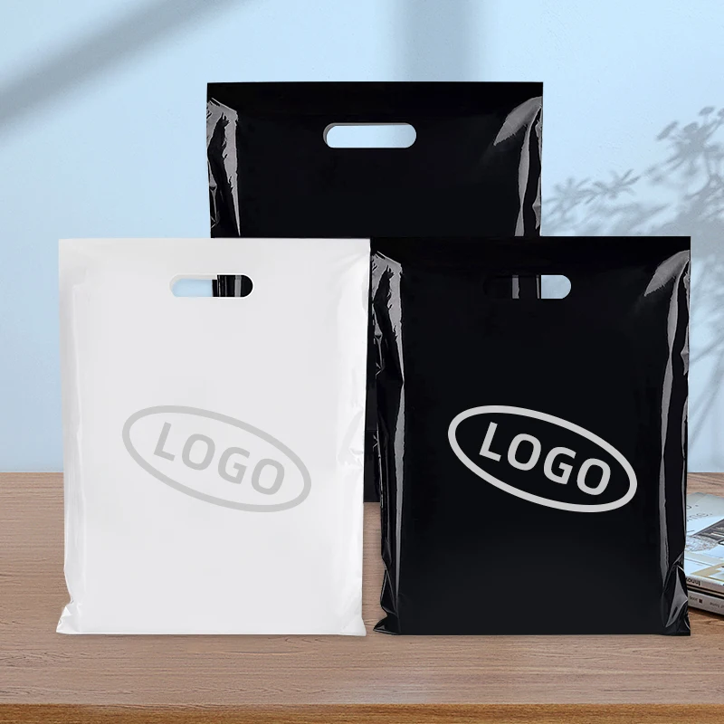 Custom Shopping Bags logo Printed Plastic Compostable Plastic Waterproof Bag for Handle Shopping Bags