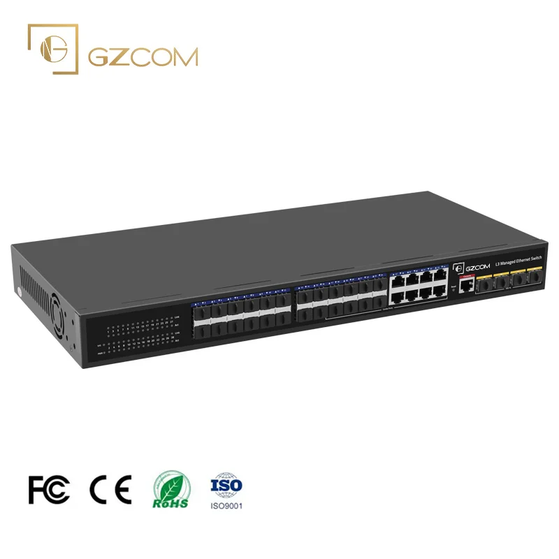 Factory Supply 10G Network l3 manageable 24 sfp port and 4 combo port 3 layer 24 sfp Port Ethernet Switch