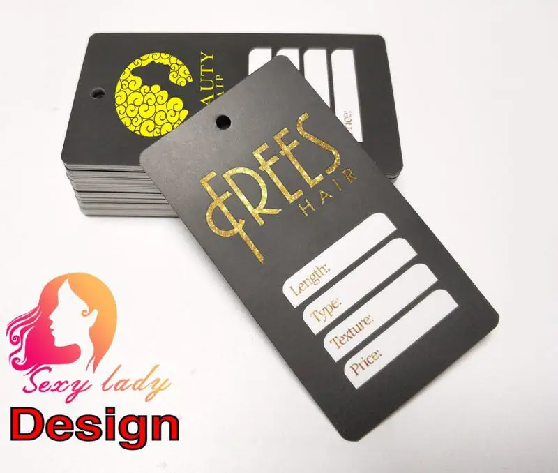 Custom hair tag and label custom hair bundle tag, business cards