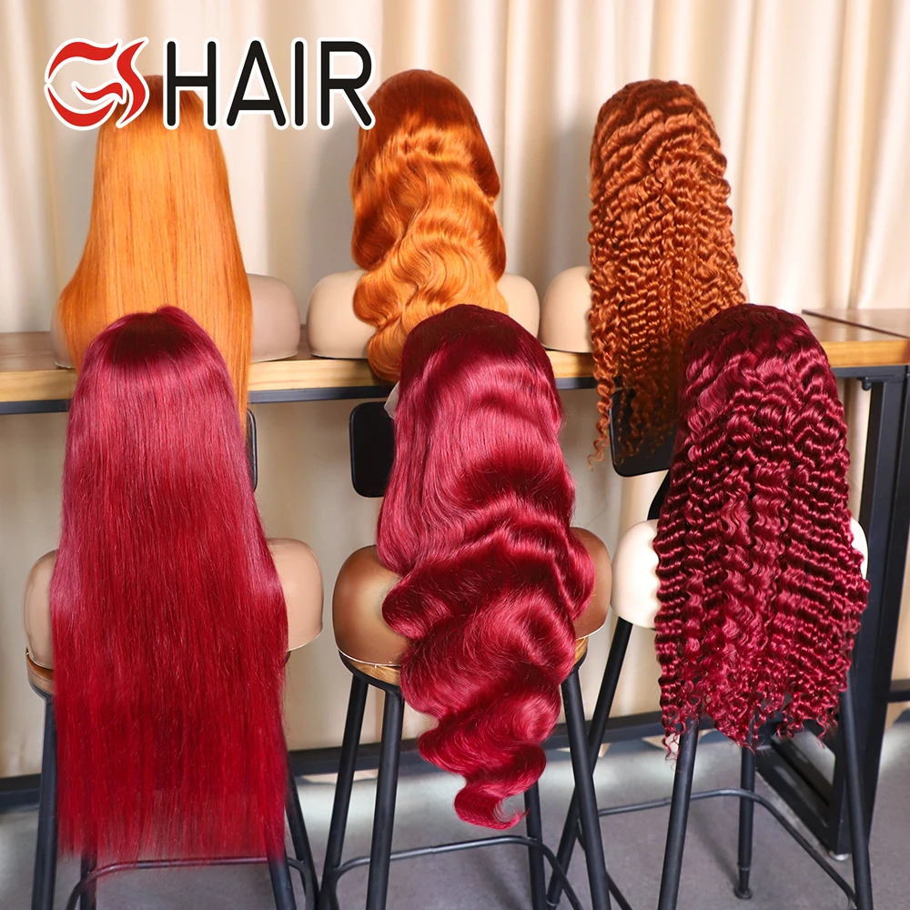 GShair оптовая продажа красный 99j кружевные передние парики для чернокожих женщин Hd человеческие волосы красные оранжевый цветные