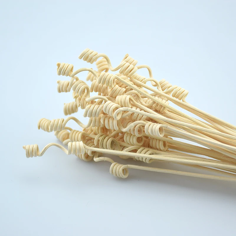 custom design decorative hotel curled rattan wooden flower reed diffuser sticks