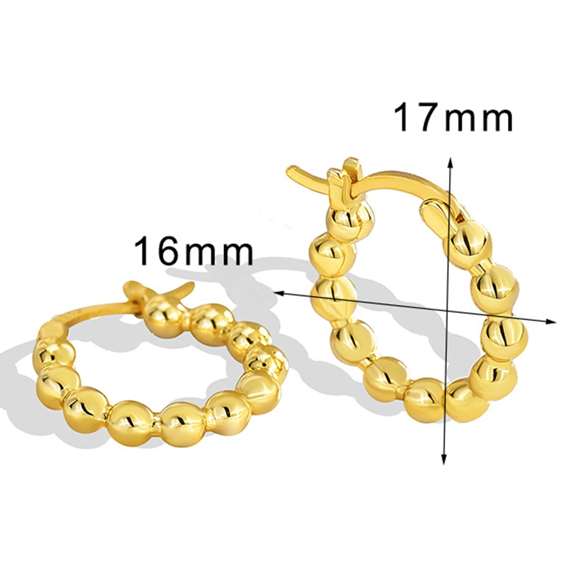 Trendy 18k Gold Plated Brass Gold Plated Beaded Huggie Balls Earrings